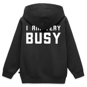Je suis très occupé - Sweat Premium à capuche zippé enfant bio - noir - Dos - AI Model Kid Male (0cm)