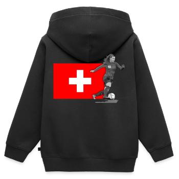 Frauenfussball Schweiz - Kinder Premium Organic Zip Hoodie - Schwarz - Hinten - AI Model Kid Male (0cm)