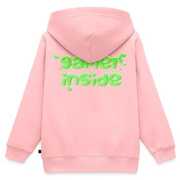 GAMER INNEN - Kinder Premium Organic Zip Hoodie - Rosa - Hinten - AI Model Kid Female (0cm)