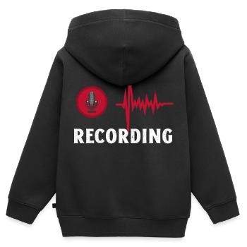 Enregistrement. Studio d’enregistrement de microphone Cool - Sweat Premium à capuche zippé enfant bio - noir - Dos - AI Model Kid Male (0cm)
