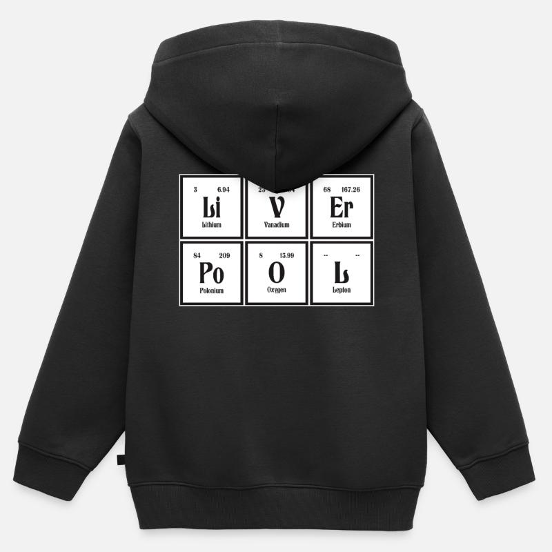 | de Liverpool Tableau périodique des éléments - Sweat Premium à capuche zippé enfant bio - noir