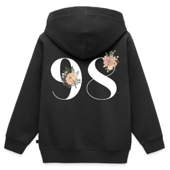 Blumen zum 98-jährigen Jubiläum (Geschenk von 98 Jahren) - Kinder Premium Organic Zip Hoodie - Schwarz - Hinten - AI Model Kid Male (0cm)