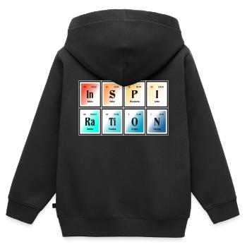 Inspiration | Tableau périodique des éléments - Sweat Premium à capuche zippé enfant bio - noir - Dos - AI Model Kid Male (0cm)