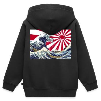 Land of the Rising Sun Japanese Hokusai Wave Art - Kids Premium Organic Zip-up Hoodie - black - Back - AI Model Kid Male (0cm)