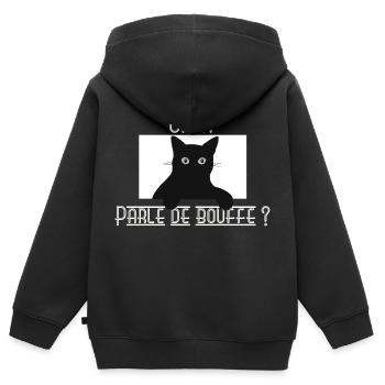 Chat parle de bouffe ? t-shirt drôle nourriture - Sweat Premium à capuche zippé enfant bio - noir - Dos - AI Model Kid Male (0cm)