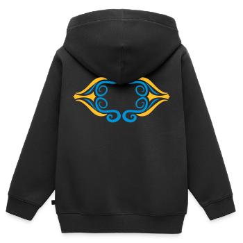 Cadre ornement artistique décoratif - Sweat Premium à capuche zippé enfant bio - noir - Dos - AI Model Kid Male (0cm)