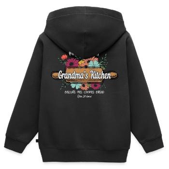 Boulangerie Baker Boulangerie Boulangerie Gâteau de confiserie - Sweat Premium à capuche zippé enfant bio - noir - Dos - AI Model Kid Male (0cm)