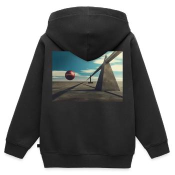 Surreal 3D design - Kids Premium Organic Zip-up Hoodie - black - Back - AI Model Kid Male (0cm)