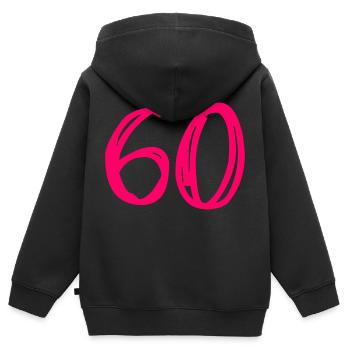 60 JAHRE. 60-JÄHRIGES JUBILÄUM. GEBURTSTAG 60 JAHRE. 60 - Kinder Premium Organic Zip Hoodie - Schwarz - Hinten - AI Model Kid Male (0cm)