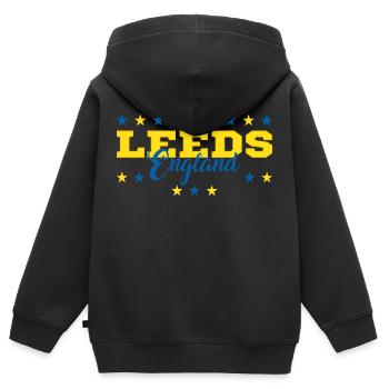 Leeds - Kinder Premium Organic Zip Hoodie - Schwarz - Hinten - AI Model Kid Male (0cm)