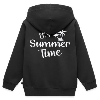 C’est l’heure d’été - Sweat Premium à capuche zippé enfant bio - noir - Dos - AI Model Kid Male (0cm)
