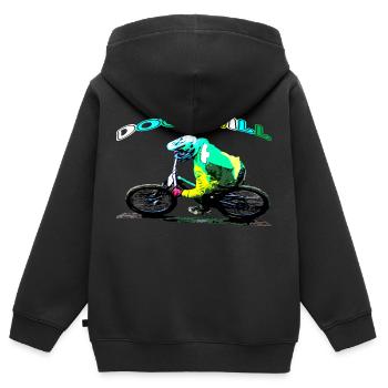 vtt mtb downhill - Sweat Premium à capuche zippé enfant bio - noir - Dos - AI Model Kid Male (0cm)