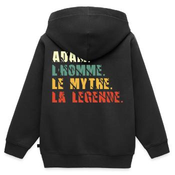 Adam l homme le mythe la légende - Sweat Premium à capuche zippé enfant bio - noir - Dos - AI Model Kid Male (0cm)