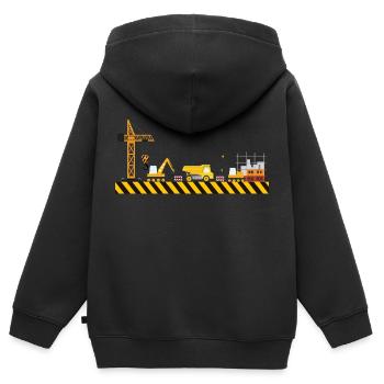 travaux construction jouet enfant - Sweat Premium à capuche zippé enfant bio - noir - Dos - AI Model Kid Male (0cm)
