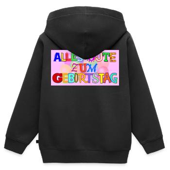 Alles Gute zum Geburtstag Schrift - Kinder Premium Organic Zip Hoodie - Schwarz - Hinten - AI Model Kid Male (0cm)