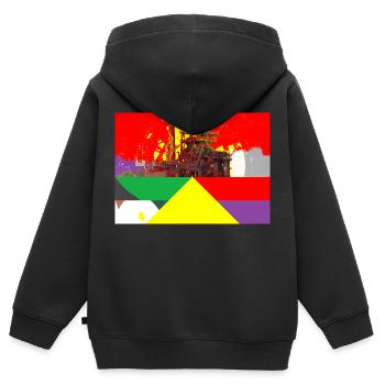 Sidérurgie, sidérurgie, région de la Ruhr - Sweat Premium à capuche zippé enfant bio - noir - Dos - AI Model Kid Male (0cm)