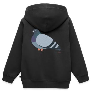 Notre pigeon de ville gris bien-aimé - Urban Pigeon - Sweat Premium à capuche zippé enfant bio - noir - Dos - AI Model Kid Male (0cm)