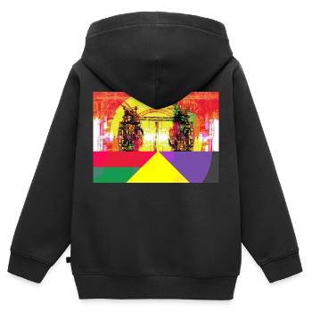 Patrimoine industriel de la Ruhr, aciéries - Sweat Premium à capuche zippé enfant bio - noir - Dos - AI Model Kid Male (0cm)