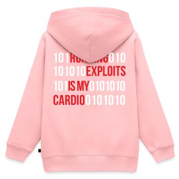 Running Exploits est mon design cardio - Sweat Premium à capuche zippé enfant bio - rose - Dos - AI Model Kid Female (0cm)