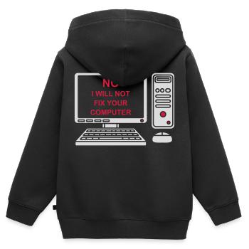 Ne pas réparer votre ordinateur - Sweat Premium à capuche zippé enfant bio - noir - Dos - AI Model Kid Male (0cm)