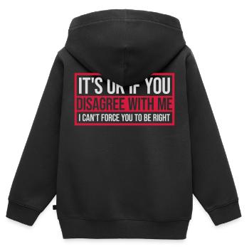 you disagree with me - Kinder Premium Organic Zip Hoodie - Schwarz - Hinten - AI Model Kid Male (0cm)
