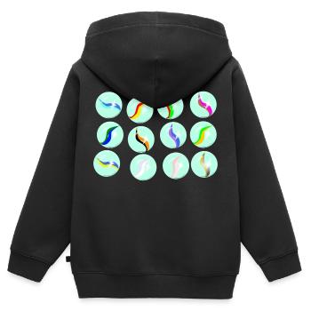 Sammlung Glasmarmor - Kinder Premium Organic Zip Hoodie - Schwarz - Hinten - AI Model Kid Male (0cm)