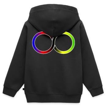 Cyclist Infinite Weltmeister - Kinder Premium Organic Zip Hoodie - Schwarz - Hinten - AI Model Kid Male (0cm)