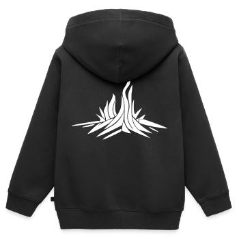 Lagerfeuer Camping Natur Wald Feuer draußen 3 - Kinder Premium Organic Zip Hoodie - Schwarz - Hinten - AI Model Kid Male (0cm)