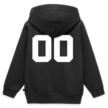 Anzahl 00 - Kinder Premium Organic Zip Hoodie - Schwarz - Hinten - AI Model Kid Male (0cm)