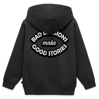Mauvaises décisions Bonnes histoires - Sweat Premium à capuche zippé enfant bio - noir - Dos - AI Model Kid Male (0cm)