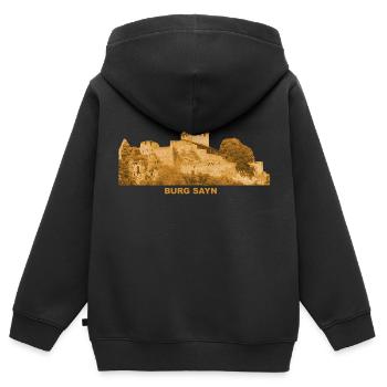 Sayn Burg Ruine Bendorf Rhein Rheinland-Pfalz - Kinder Premium Organic Zip Hoodie - Schwarz - Hinten - AI Model Kid Male (0cm)