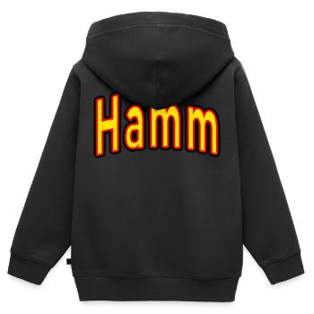 Hamm - Kinder Premium Organic Zip Hoodie - Schwarz - Hinten - AI Model Kid Male (0cm)