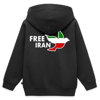 Free iran - Kinder Premium Organic Zip Hoodie - Schwarz - Hinten - AI Model Kid Male (0cm)