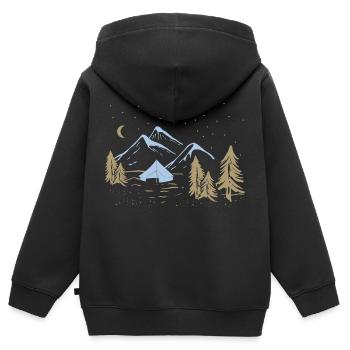 Geschenkidee - Zelten Camper camping Natur - Kinder Premium Organic Zip Hoodie - Schwarz - Hinten - AI Model Kid Male (0cm)