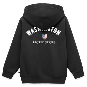 Washington Vereinigte Staaten - Kinder Premium Organic Zip Hoodie - Schwarz - Hinten - AI Model Kid Male (0cm)