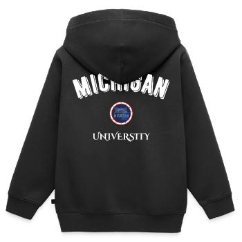 michigan université - Sweat Premium à capuche zippé enfant bio - noir - Dos - AI Model Kid Male (0cm)