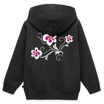 Stylized pelargonium flowers - Kids Premium Organic Zip-up Hoodie - black - Back - AI Model Kid Male (0cm)