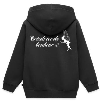 créatrice de bonheur - Sweat Premium à capuche zippé enfant bio - noir - Dos - AI Model Kid Male (0cm)