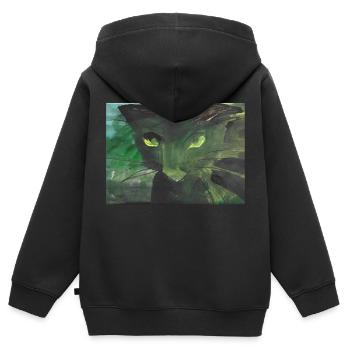 schwarze Katze - Kinder Premium Organic Zip Hoodie - Schwarz - Hinten - AI Model Kid Male (0cm)