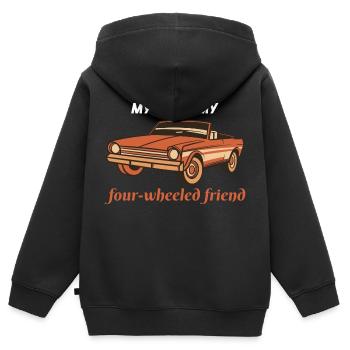 My Car Is My Four-Wheeled Friend Retro Car Lover - Kinder Premium Organic Zip Hoodie - Schwarz - Hinten - AI Model Kid Male (0cm)