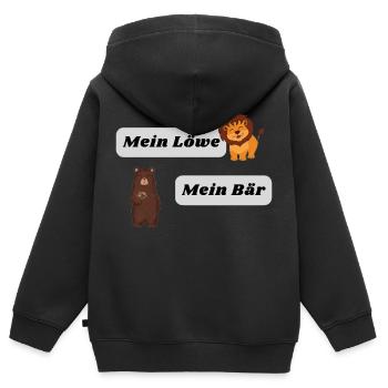Mein Löwe, Mein Bär - Kinder Premium Organic Zip Hoodie - Schwarz - Hinten - AI Model Kid Male (0cm)