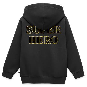 Super Hero - Kids Premium Organic Zip-up Hoodie - black - Back - AI Model Kid Male (0cm)