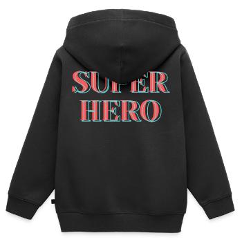 Super Hero - Kids Premium Organic Zip-up Hoodie - black - Back - AI Model Kid Male (0cm)