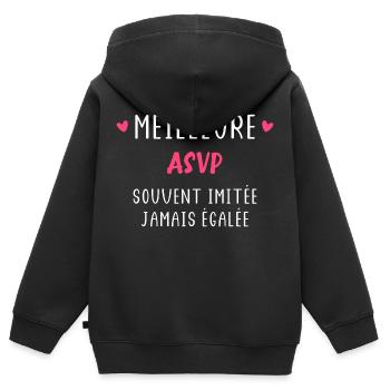 Meilleure ASVP - Sweat Premium à capuche zippé enfant bio - noir - Dos - AI Model Kid Male (0cm)