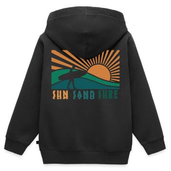 SUN SAND SURF 2 - Kinder Premium Organic Zip Hoodie - Schwarz - Hinten - AI Model Kid Male (0cm)