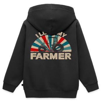 J’aime mon agriculteur - Sweat Premium à capuche zippé enfant bio - noir - Dos - AI Model Kid Male (0cm)