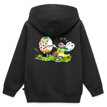 Blühwürmchen bemalt ein herziges Osterei - Kinder Premium Organic Zip Hoodie - Schwarz - Hinten - AI Model Kid Male (0cm)