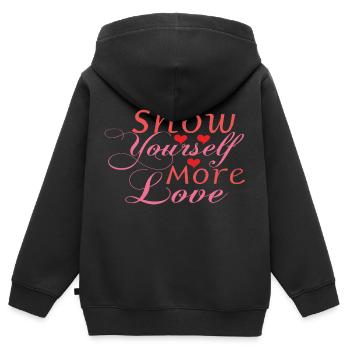 Show Yourself More Love - Kinder Premium Organic Zip Hoodie - Schwarz - Hinten - AI Model Kid Male (0cm)