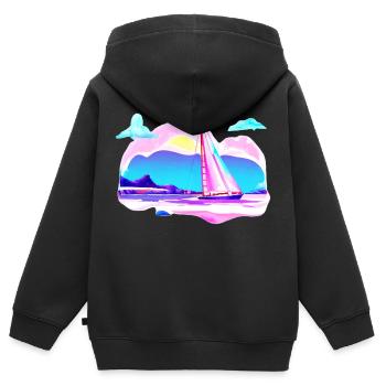 Segelsport Segeln Segelschiff Segler Segelboot - Kinder Premium Organic Zip Hoodie - Schwarz - Hinten - AI Model Kid Male (0cm)