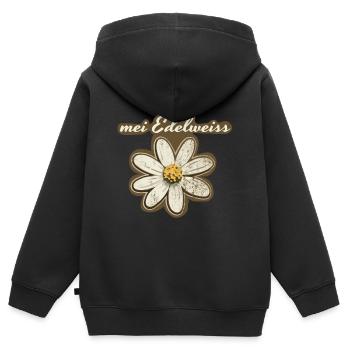 mei Edelweiss - Kinder Premium Organic Zip Hoodie - Schwarz - Hinten - AI Model Kid Male (0cm)